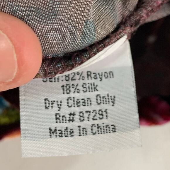 Johnny Was S Dark Floral Velvet Tunic Top Silk Blend Boho Lagenlook Winter - Picture 8 of 8